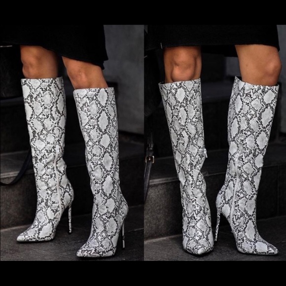 Vici Shoes - faux leather knee high snakeskin boots